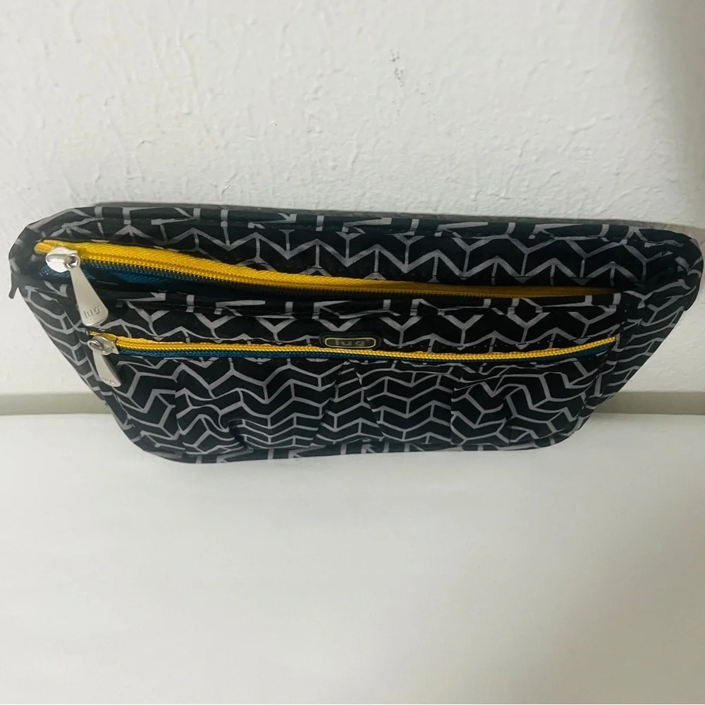 Lug Kids Organizer Pouch Black and Gray Geometric Chevron Pouch Yellow Zipper